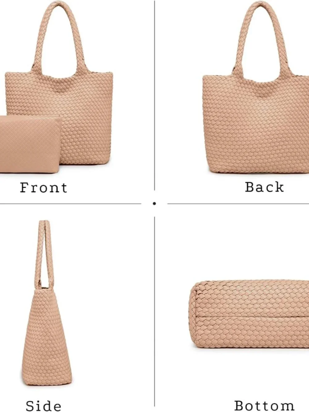Woven Tote Bag for women,Vegan Leather Woven Satchel Handbag,Shoulder bag with P - Picture 5 of 8